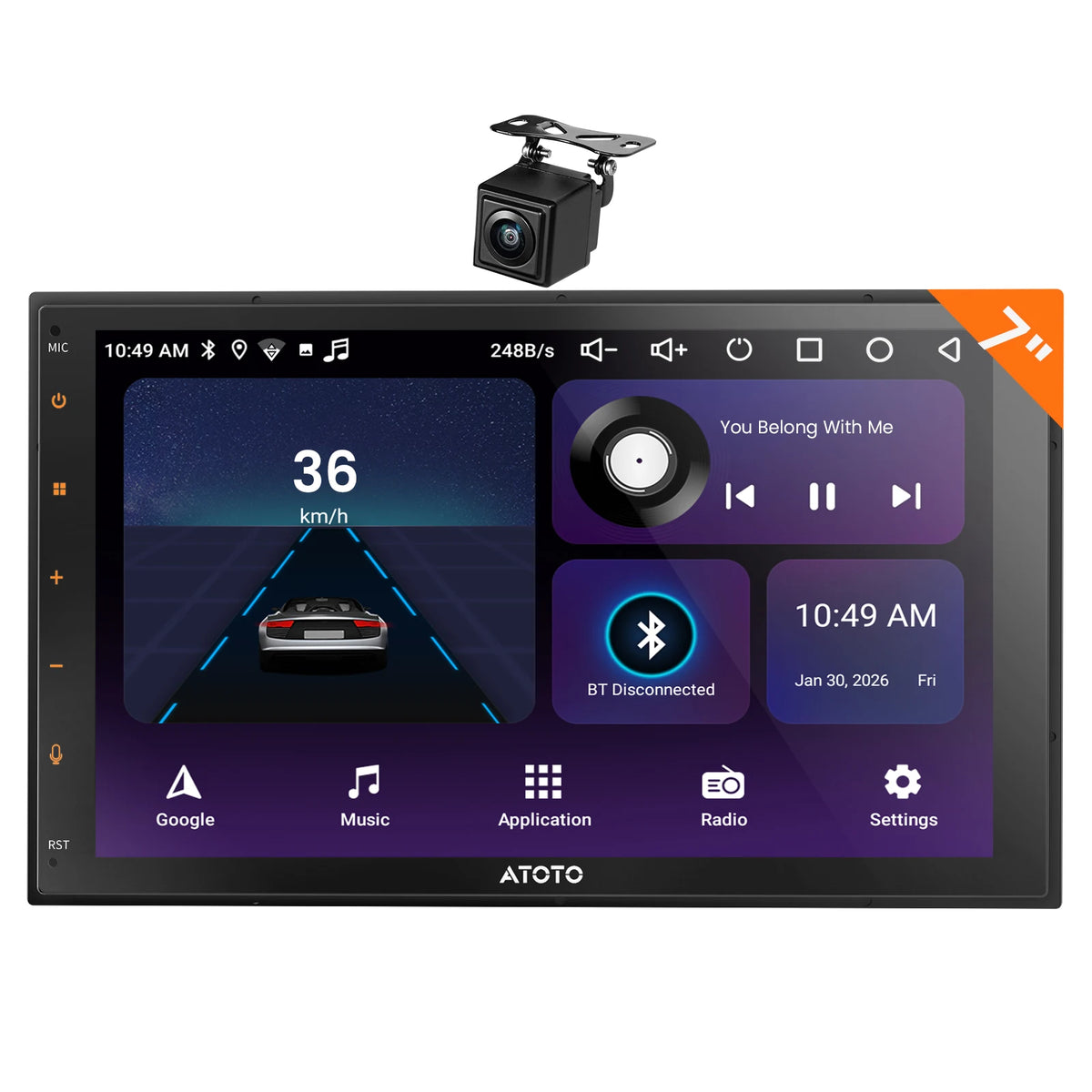 ATOTO A5L Android Double DIN Car Stereo with 7inch Touchscreen Car CarPlay Wireless Android Auto, Wi-Fi/BT/USB Tethering, 24EQ, Built-in AMP&DSP, HD LRV, MirrorLink, Backup Camera, 2G+32G