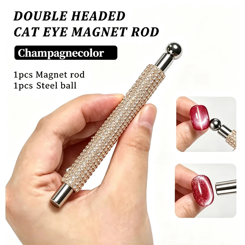 1/2Pcs Nail Cat Eye Magnetic Ball With Nail Magnetic Stick Tool Set Double-head Strong Magnet Pen 3D Cat Eye Gel Nail Supplies
