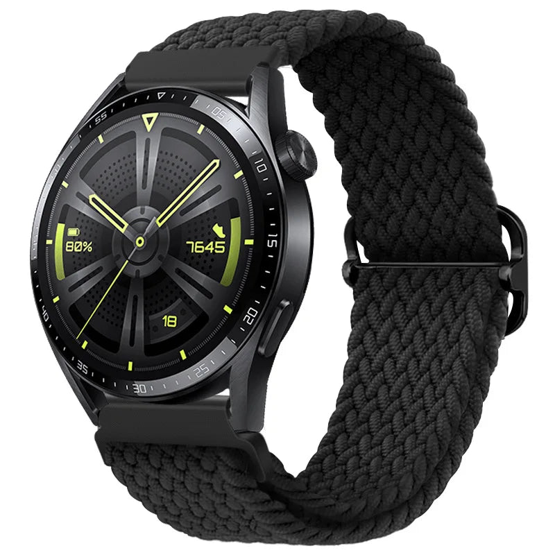 20mm 22mm Braided Solo Loop Strap For Samsung Watch 5/4/3 Active 2/Huawei Watch 3/GT Nylon Elastic Bracelet Amazfit GTR/GTS Belt