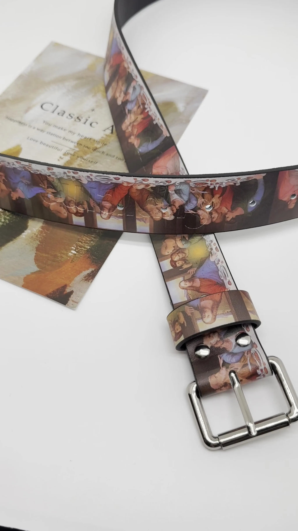2026 Gothic Y2K Trendy PU Leather Belt with The Last Supper Painting Vintage Unisex Fashion Accessory Waist Belt Jeans Waistband