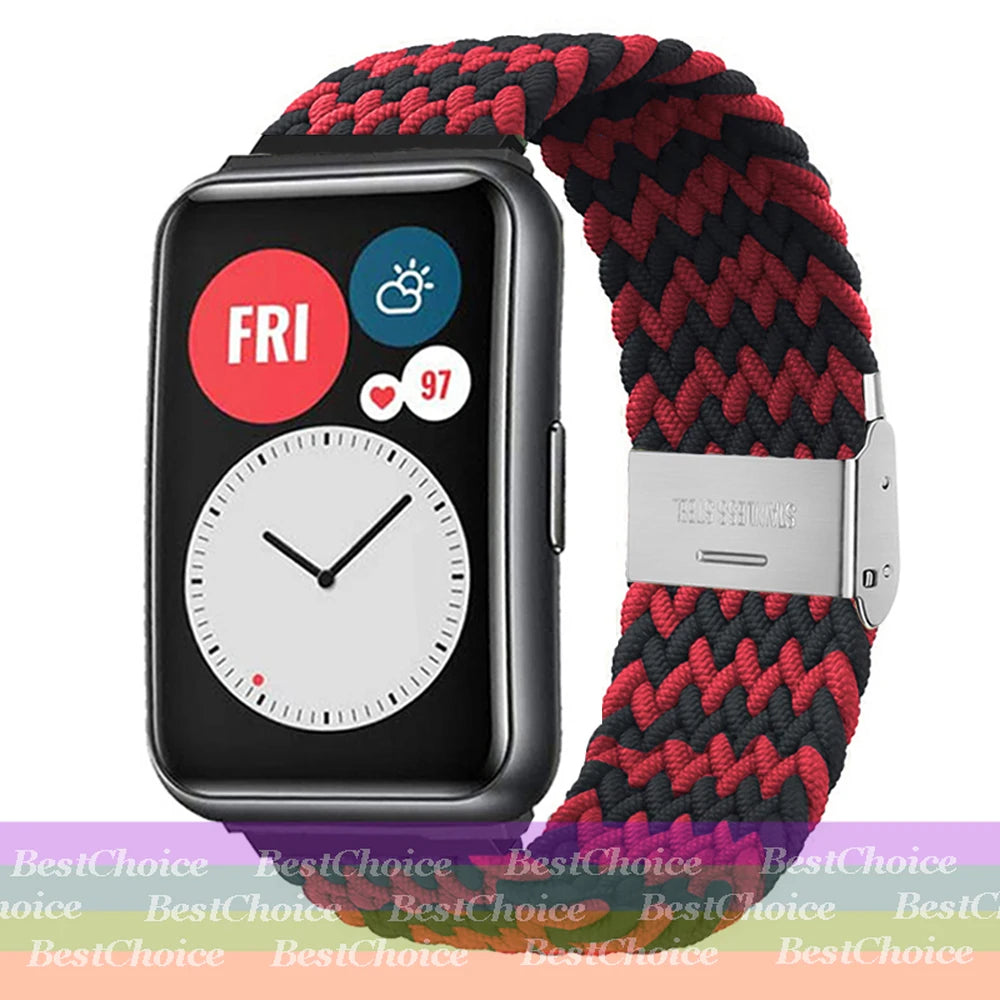 Nylon Braided Watch Strap for Huawei Watch Fit 3 Elastic Loop for Huawei Watch Fit 2 1Adjustable Band Bracelet Metal Connector