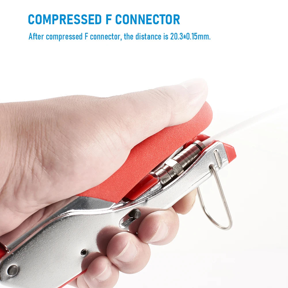 Coaxial Cable Crimping Pliers Set RG6 RG59 Wire Stripper Crimper Tool Kit 10pcs RG6 F-type Compression Connectors