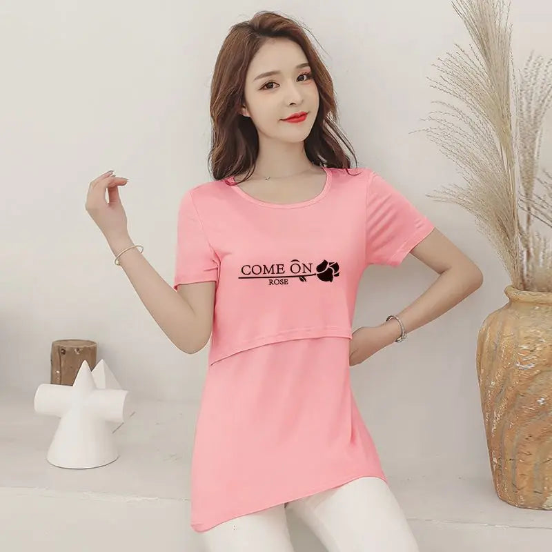 2025 Autumn Long Sleeve O-neck Postpartum Women Nursing T-shirt Maternity Breastfeeding Top Pregnancy Lactation Tees 7 Colors