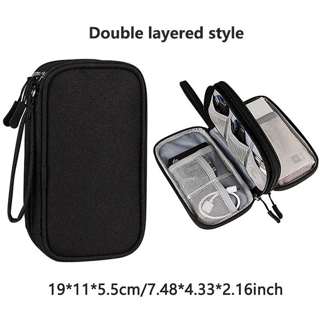 Multi-layer Digital Accessory Storage Bag Dust Proof Power Supply Hard Disk Protective Cover Power Bank Data Cable Storage Bag