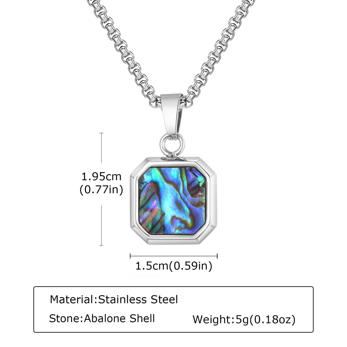 Trendy Pendant Necklaces for Men,Square Natural Stone Stainless Steel Necklaces,Hip Hop Healing Jewelry Gifts for Husband Dad