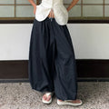 100% Cotton High Quality Women Casual High Waist Bloomers Long Pants Fashion Big Wide Leg Pants Women Clothes Trousers