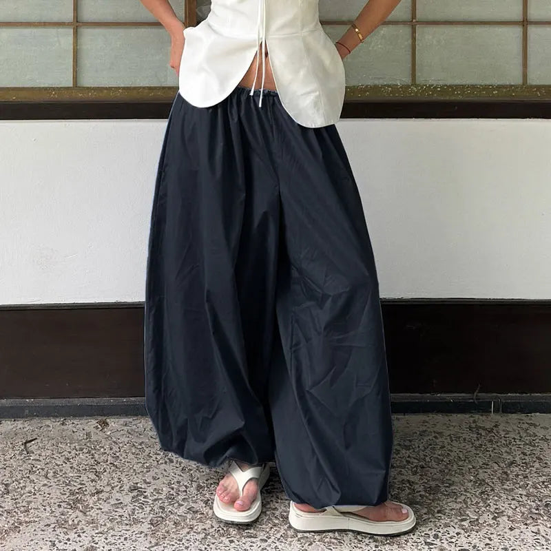 100% Cotton High Quality Women Casual High Waist Bloomers Long Pants Fashion Big Wide Leg Pants Women Clothes Trousers