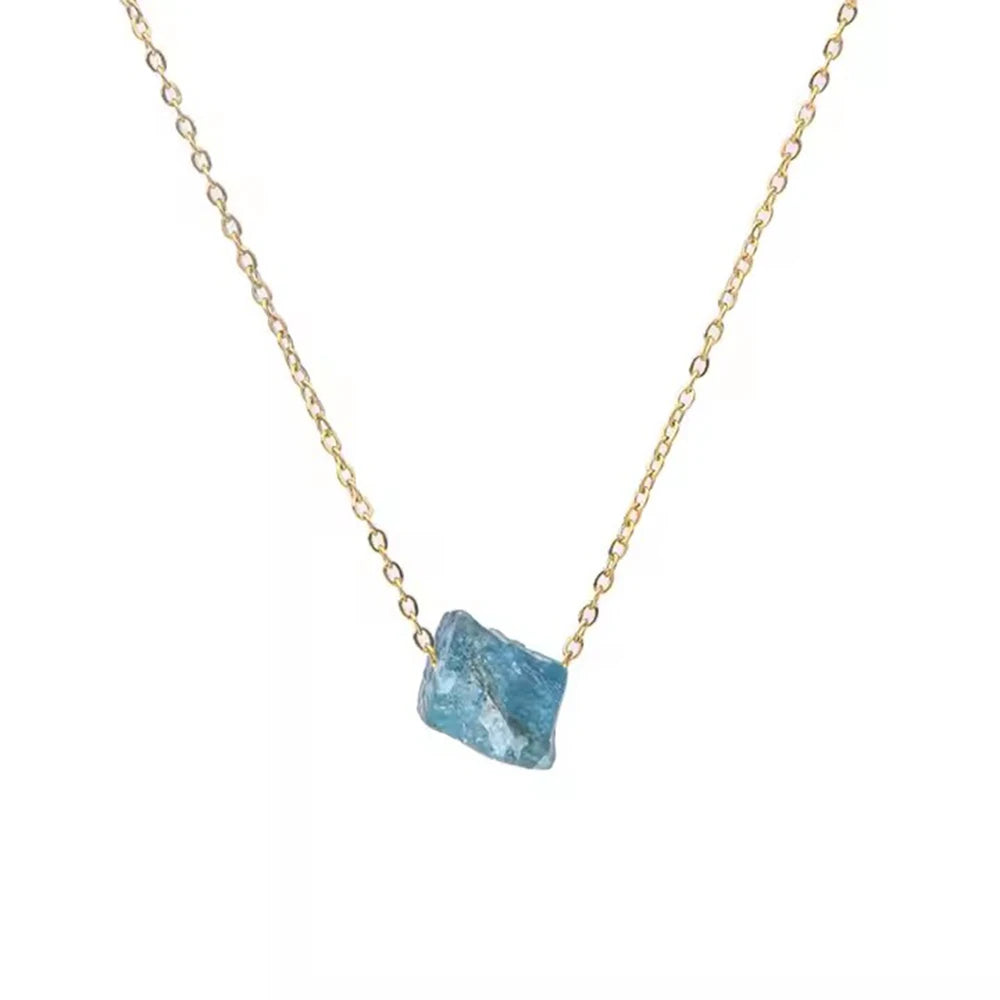 Natural Crystal Stone amethyst citrine Irregular stone agate Pendant Necklace with Stainless Steel gold Chain Gemstone Jewelry