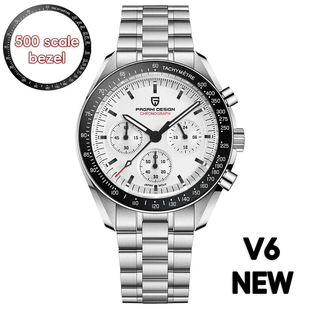 PAGANI DESIGN 2026 New Light Tan Retro Quartz Watch For Men Sports Chronograph AR Sapphire Crystal Luminous Wrist Watch Men VK63