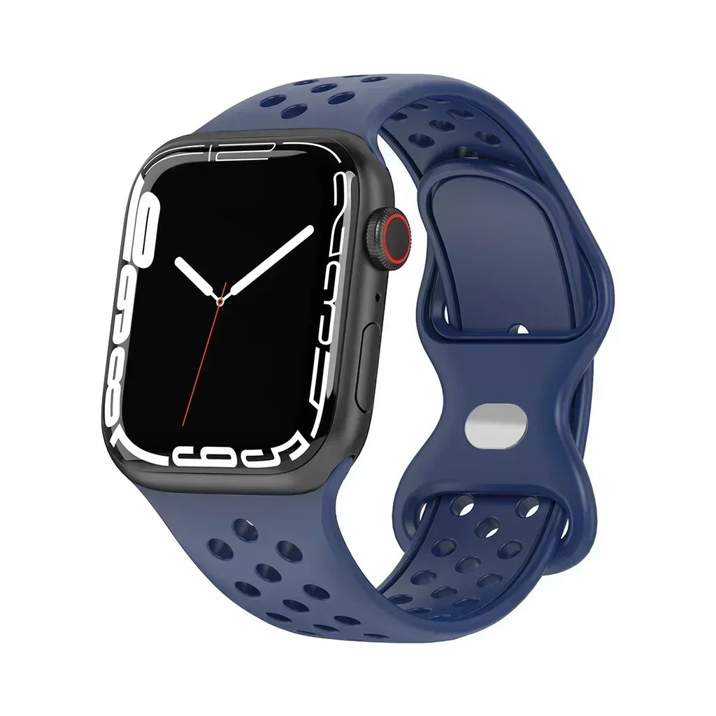 Original Silicone Strap For Apple Watch Band 49mm 44mm 45mm 40mm 42mm Breathable Correa for iWatch Series10 9 8 SE 7 6 Ultra