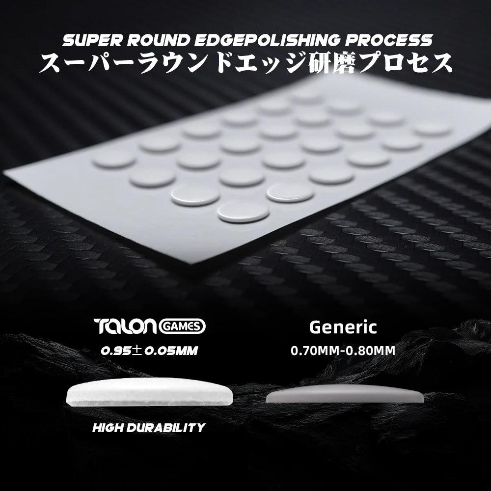 TALONGAMES Mouse Skates 48 Dots Universal for Cloth Mousepads, 6mm, High Durability, Low Noise, Smooth Glide, Curved Edge, KUMO
