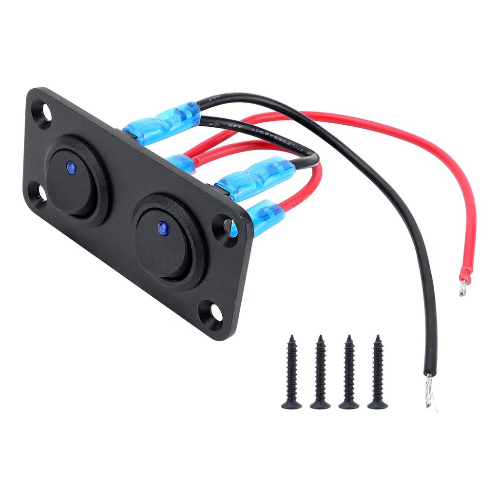 20A Blue Circular Joystick Switch Panel with 3-Pin Aluminum Waterproof 12V, Suitable for Cars, Trucks, Boats, RVs, Yachts, Etc