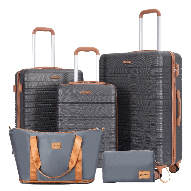 Travelhouse Luggage Set 4-Piece ABS Suitcase With Spinner Wheels, 24 Inch and 28 Inch with TSA Lock, 16, 20 Inch Carry On Luggage