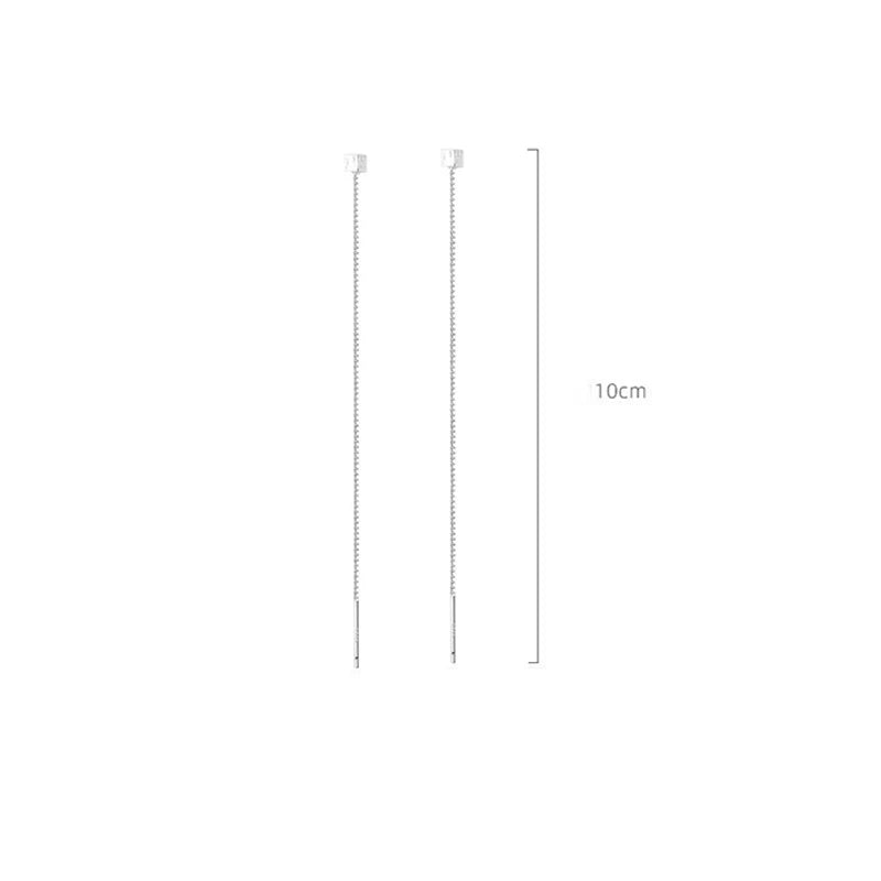 New 925 Sterling Silver Minimalist Square Earrings With Long Earrings Tassel Earrings Luxurious Wedding Jewelry Bridesmaid Gift