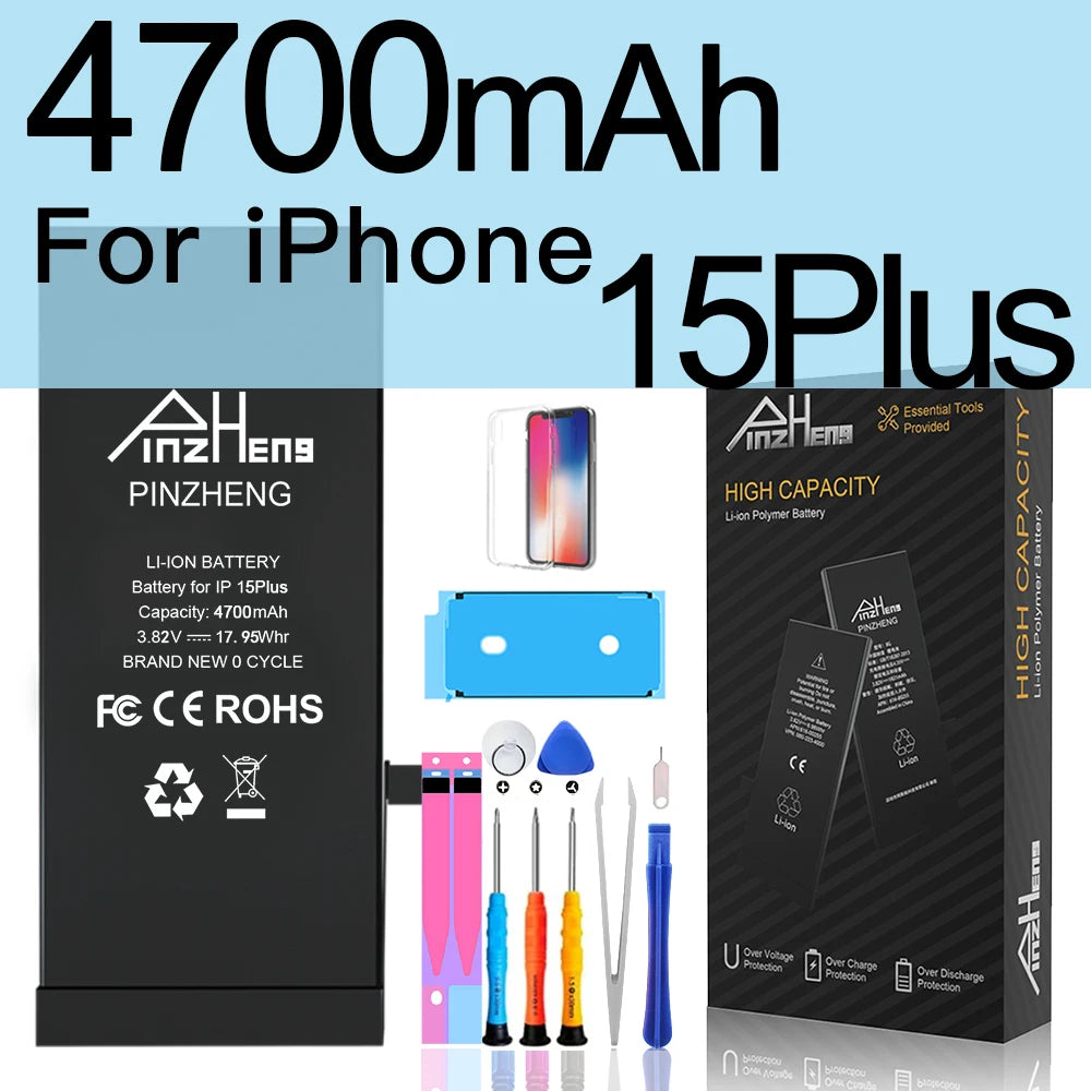 PINZHENG Real High Capacity Battery For iPhone 16 14 15 Pro Max 15 16 14 Pro 14 Plus 15 Plus 16 Pro Max Replacement Batteries