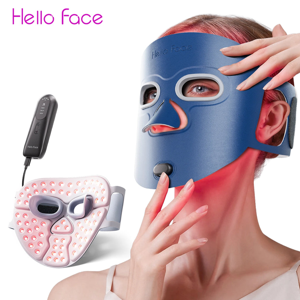 Hello Face M500S Blue Mask 630nm Red Light and 850 NIR Light Amber Light Blue Light Purple Light Therapy Face Neck Care Machine