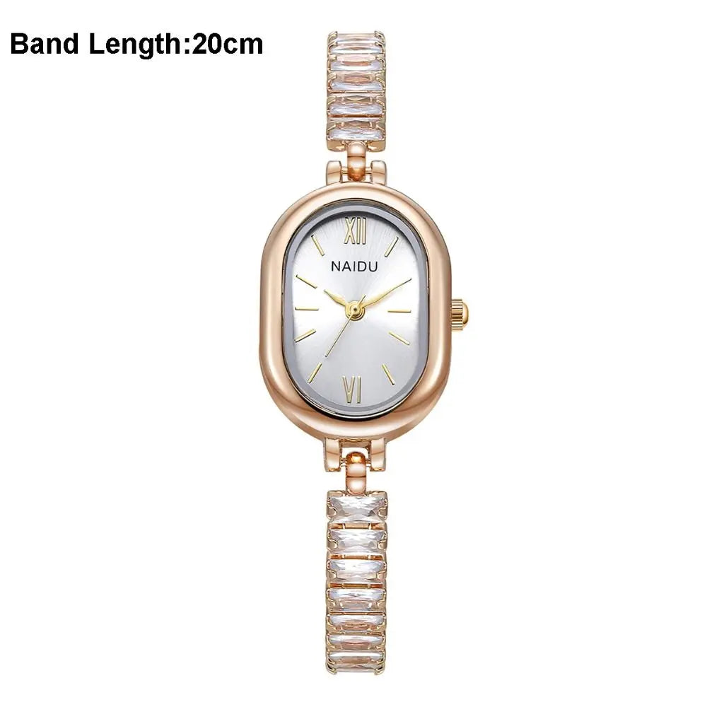 New Oval Dial Bracelet Watch Hidden Buckle Design Elegant Ladies Watch Gift Alloy Wristwatch for Women