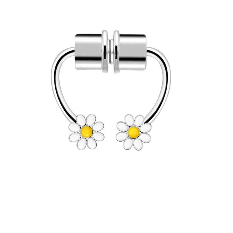 Stainless Steel Magnet Nose Piercing Heart Butterfly Fake Nose Ring 16G Horseshoe Ring Bee Nose Clip Body Jewelry for Piercings