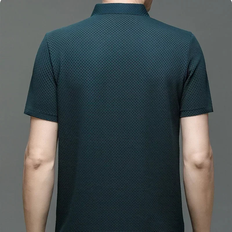 Business Casual Sweat-absorbing Top Brand Clothes Summer New Men's Short Sleeve T-shirt Ice Silk Cool and Breathable POLO Shirt