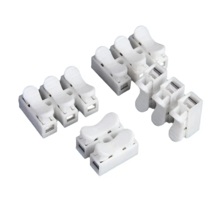 50/100Pcs 2Pin Push Quick Connect Terminal Block,Screw-Free Spring Clamp Connector,White Steel Contact for Industrial Wiring
