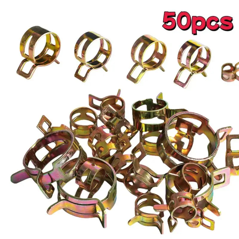 50 Pcs Fastener 5mm 6mm 7mm 8mm 9mm Spring Clip Fuel Water Line Hose Pipe Air Tube Clamps Fuel Water Tube Clamps Fastener