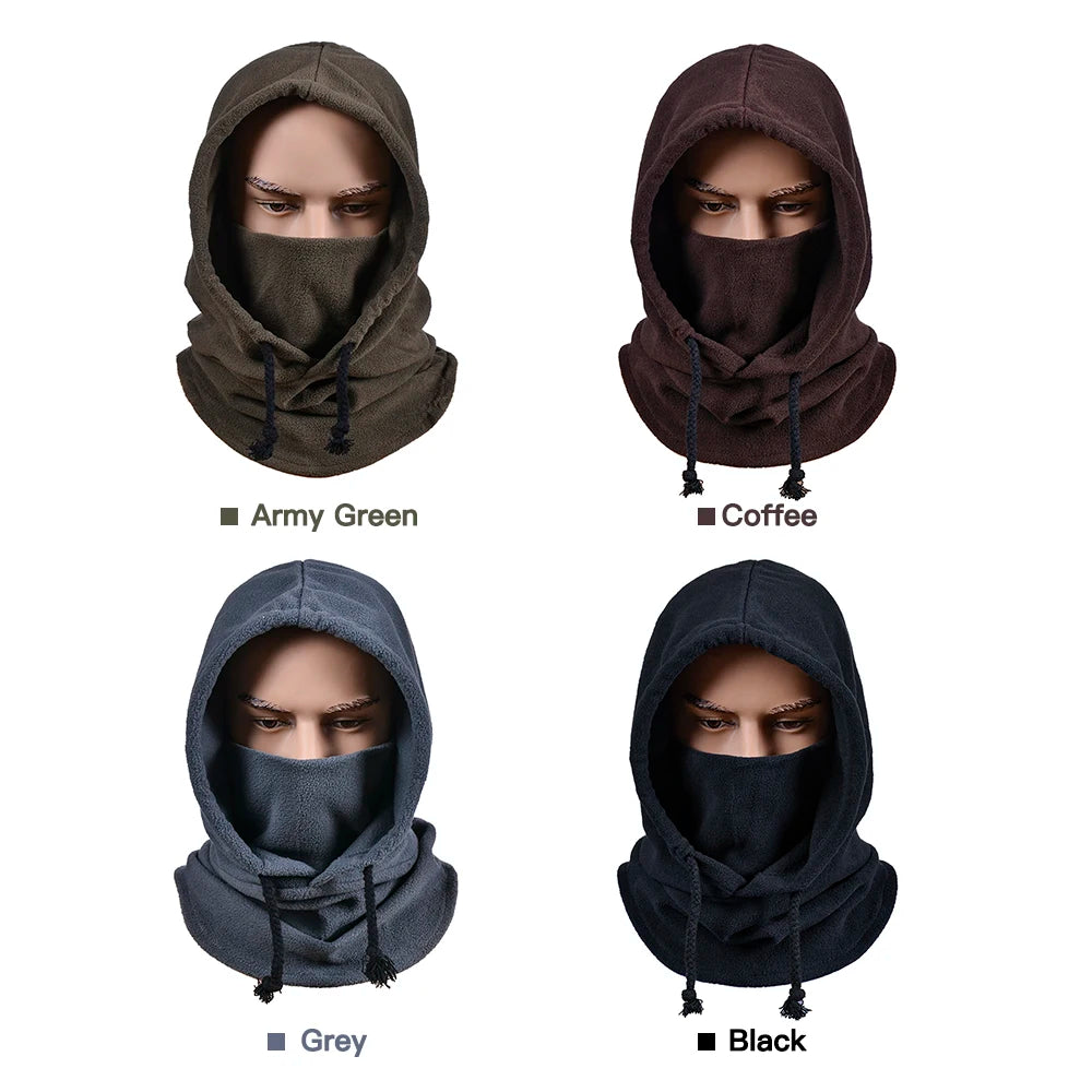 Winter Warm Mask Polar Fleece Winter Sports Cap Face Cover Neck Warmer Adjustable Drawstring for Cycling Skiing Motorcycling