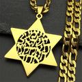 Hebrew Star of David Pendant Necklace for Women Men Stainless Steel Gold Color Jewish Bless Hip Hop Chain Amulet Jewelry Gift