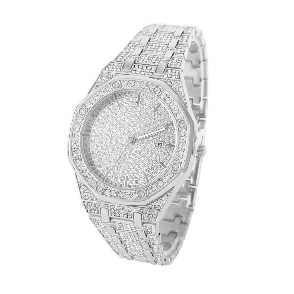 Iced Out Watch for Men Gold Watch for Men Hip Hop Fashion Cool Bling Gold Diamond Luxury Mens Watch Dropshipping Relogio