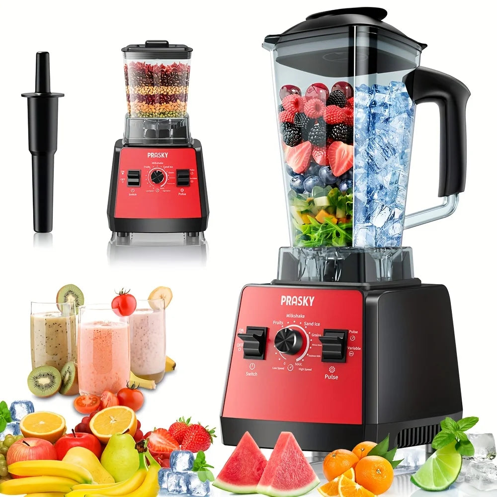 PRASKY 2400W Blender and Grinder Combo 25000RPM Powerful Kitchen 68oz BPA Free 2 Containers Professional  Blenders Ice Crushing