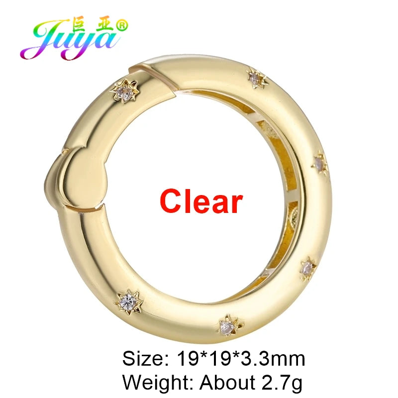 Juya Handmade Creative 18K Gold Plated Brass Screw Locks Carabiner Clasps Accessories For DIY Mesh Chains Pendant Jewelry Making