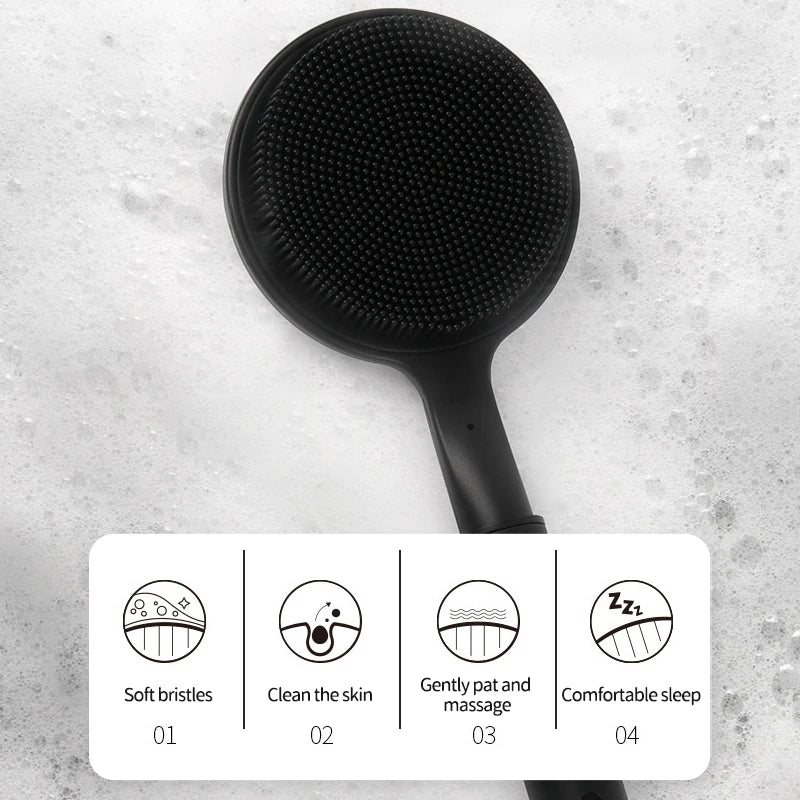 Silicone Scrubber Long Handle Exfoliating Shower Brush Double Sided Back Cleaning Dirt Remover Massage Bathing Body Skin Care