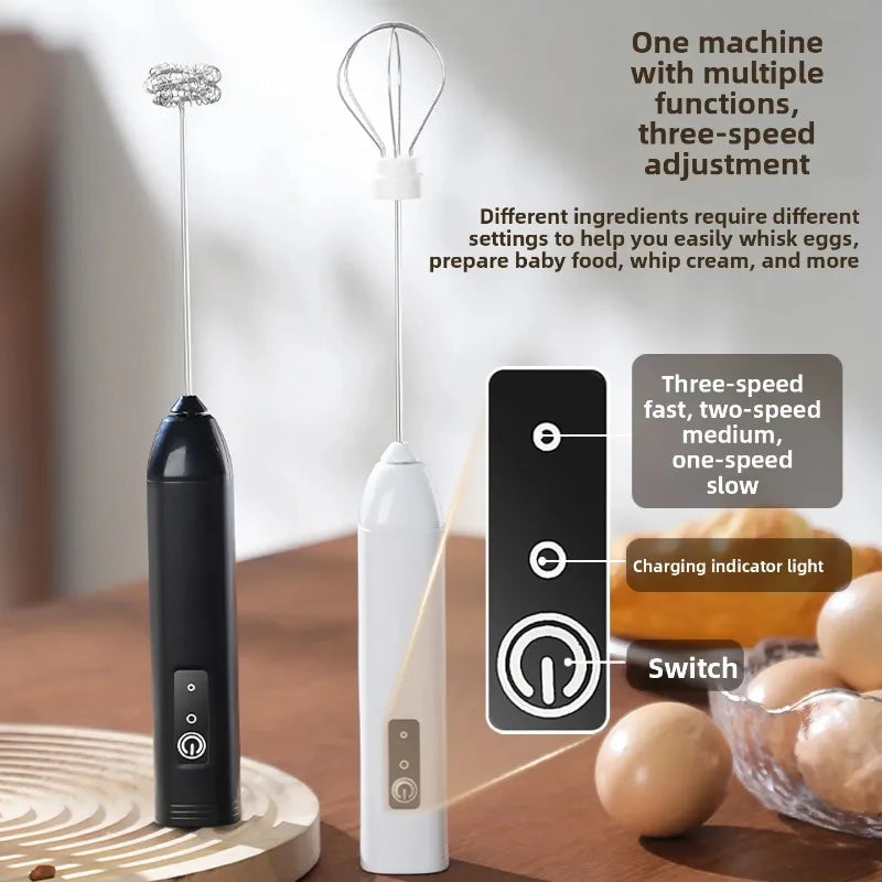 Handheld Milk Frother Cordless Electric Whisk Beverage Mixer Suitable for Coffee Milk Eggs Mixer Kitchen Accessory