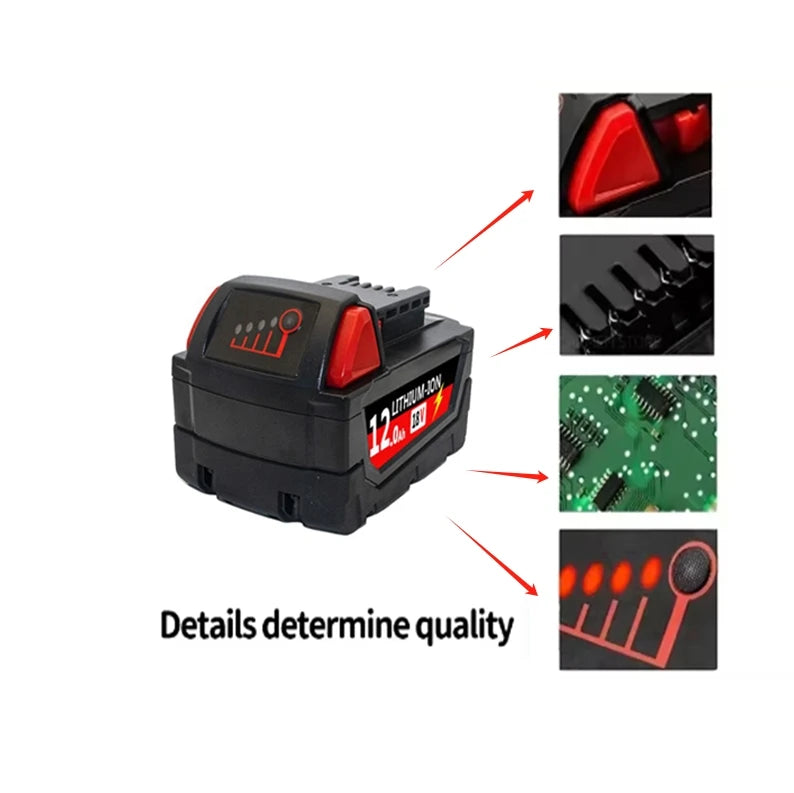 6.0Ah/9.0Ah/12.0Ah For Milwaukee M18 18V Replacement For Milwaukee M18B5 XC Li-ion battery 48-11-1815 2604-20 48-11-1850 charger