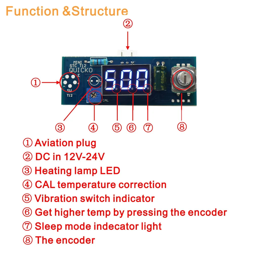 Electric Unit Digital Soldering Iron Station Temperature Controller Kits for HAKKO T12 Handle DIY kits w/ LED vibration switch