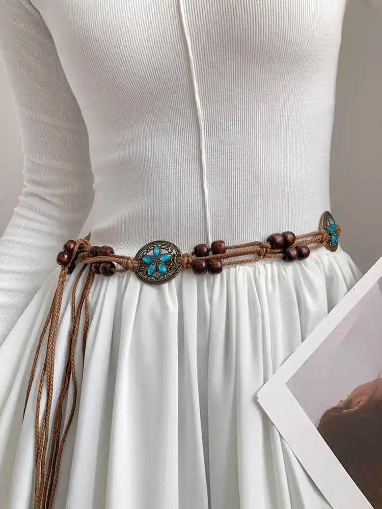 Women's Retro-Ethnic Style Waist Belt Summer New High-End Decorative Versatile Exclusive Crafted Cord