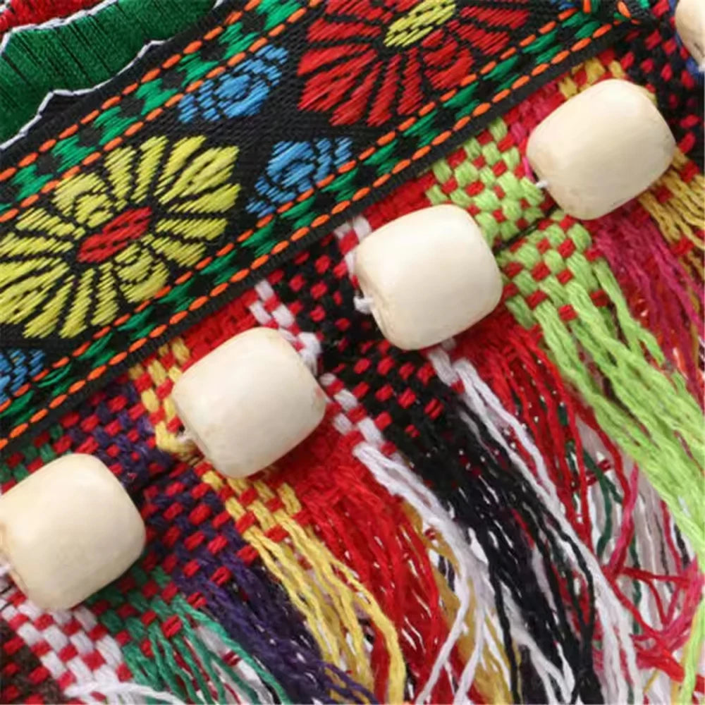 Retro Ethnic Embroidered Crossbody Bag Shoulder Bag Vintage Beaded Shoulder Bag for Women Hand woven fabric