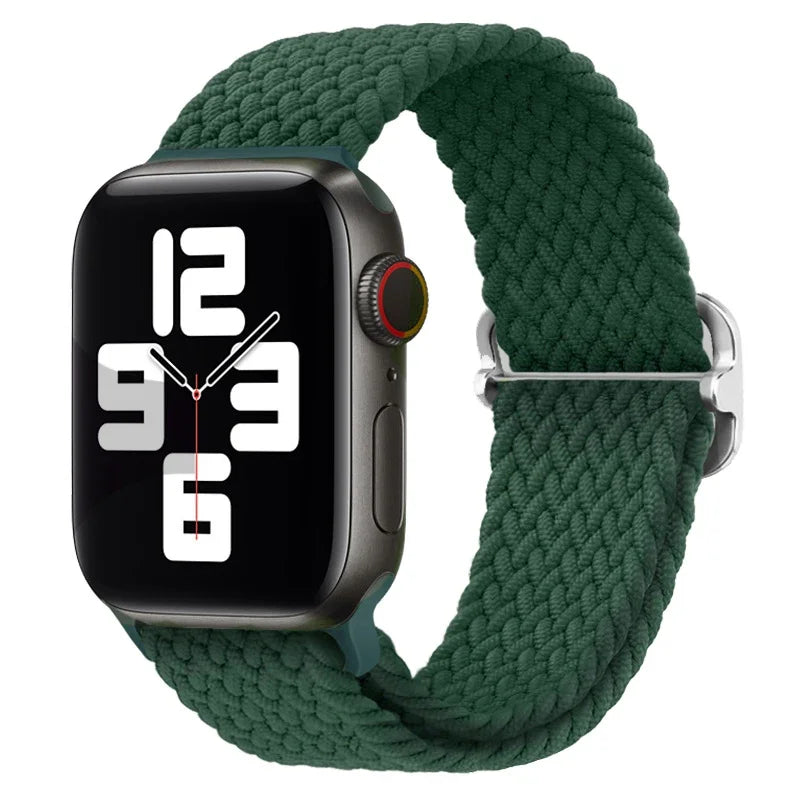Braided Loop Strap For Apple Watch Ultra Band 49mm 44 45mm 42mm 41mm Nylon Elastic Belt Bracelet iWatch Series 9 8 7 6 5 4 SE 3
