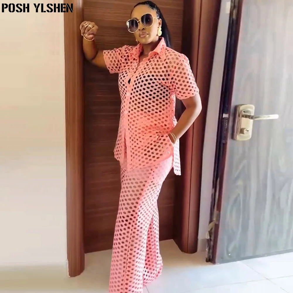 Two 2 Piece Pant Sets Women Outfit Summer Clothes African Dresses for Women 2025 New in Sexys Matching Set Dames Africa Clothing