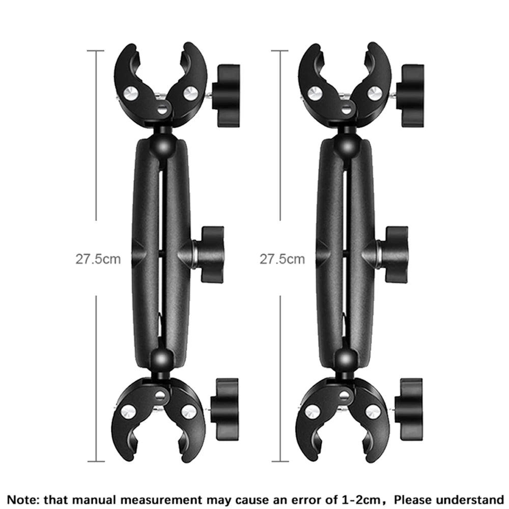 HONGDAK for Insta360 One X2 X3 Motorcycle Bicycle Double Clip Bracket for GoPro 11 10 9 Bike Selfie Stick Camera Accessory