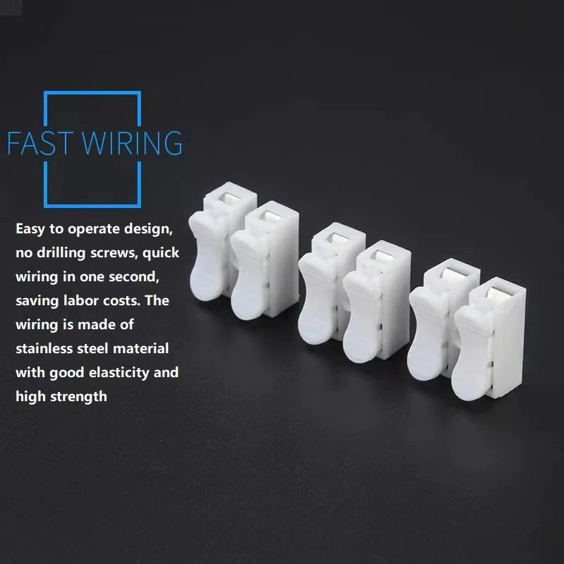 50Pcs Quick Wire Connectors 1P 2P No Soldering Required Spring Clamp Cable Terminals Screwless Terminal Block for Electronics