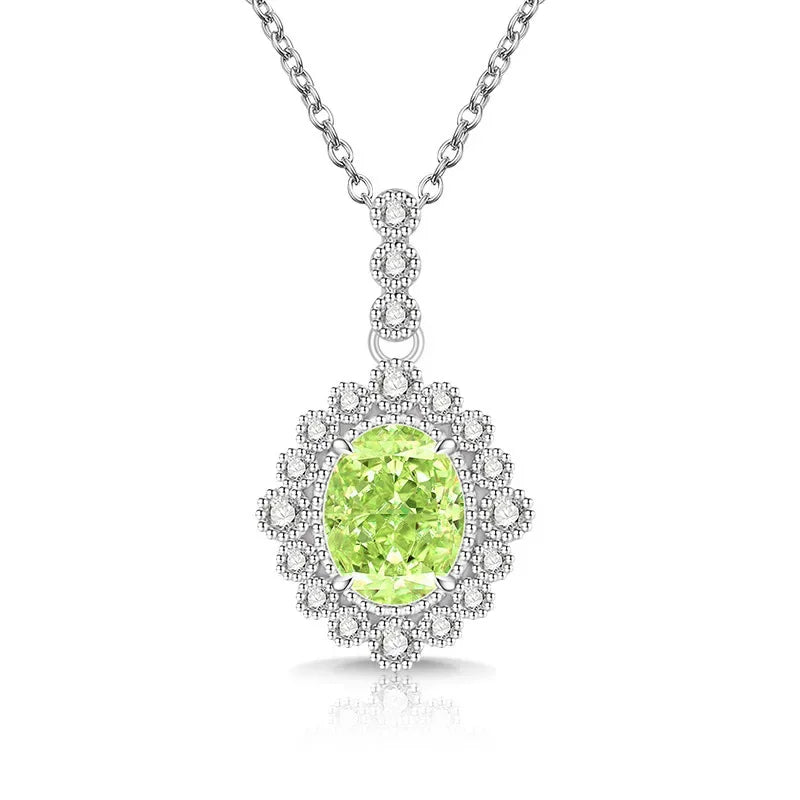 925 Sterling Silver Fashion Temperament Zircon Ice Flower Cut Pigeon Egg Necklace Birthday Party Anniversary Gift