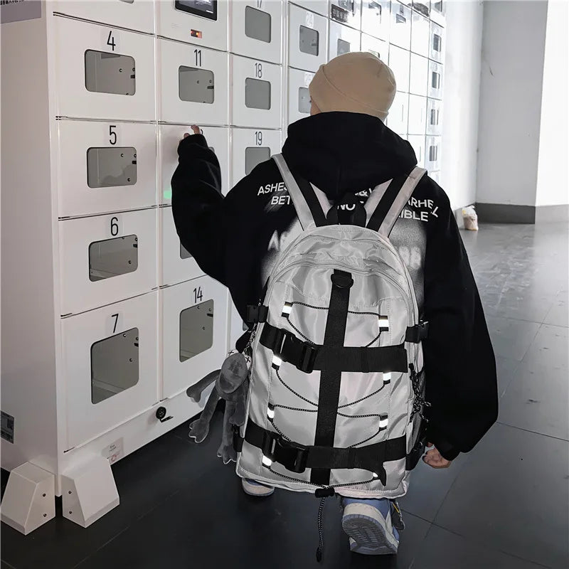 Backpack men and women cool backpack leisure junior high school students backpack personality skateboard