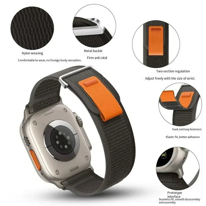 Trail Loop Strap For Apple Watch Ultra 3-1 49mm 10/11 42mm 46mm Nylon Bracelet Band iWatch 9 8 7 6 5 4 SE/3 45/41mm 44/40mm 38mm