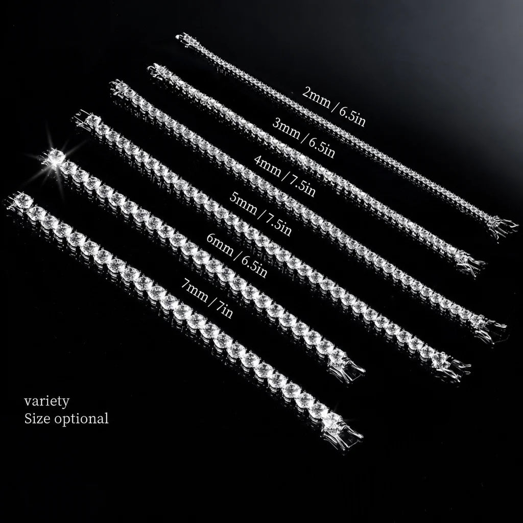 SY Brand Jewelry 925 Sterling Silver Chain Tennis Necklace Gemstones Women Men Luxury Necklaces Rhodium Plated S925 Jewelry