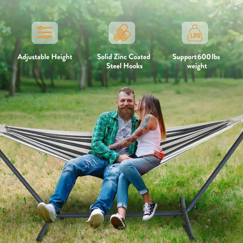 Gyroor Adjustable Stand Hammock - 600lb Capacity Stylish Hammock Bed with Storage Bag for Outdoor Relaxation