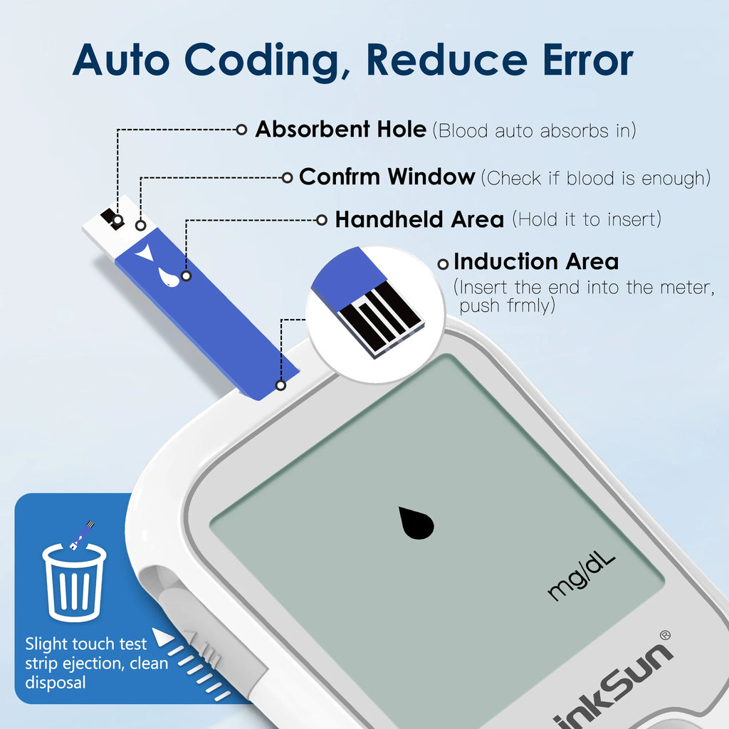 LinkSun G-425-1 Blood Glucose Meter Kit 50/100pcs Test Strips Lancets for Diabetes Monitor Digital Glucometer Blood Sugar Meter
