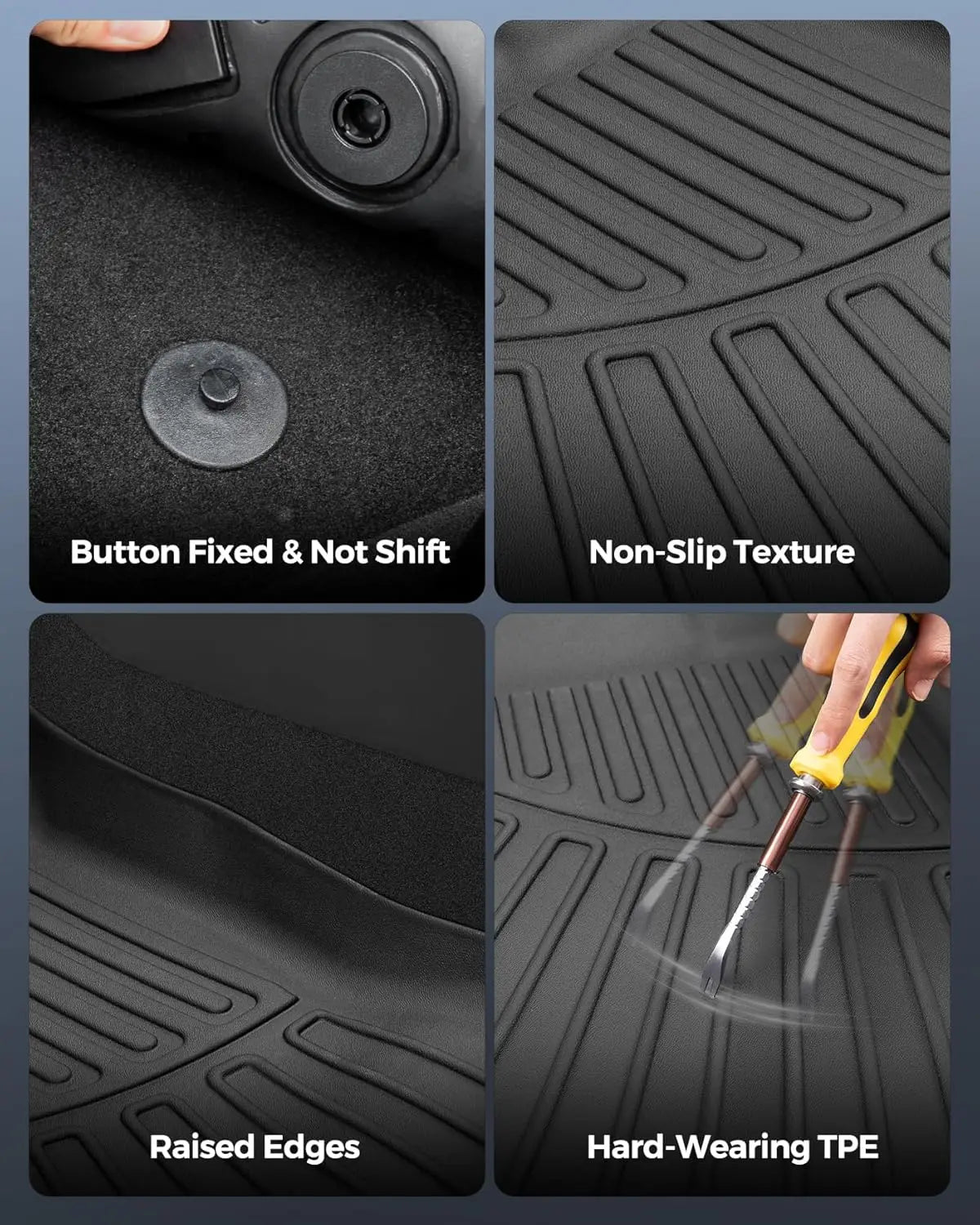 All-Weather TPE Floor and Trunk Mats for Hatchback Cars, Black, Full Set for Specific Years