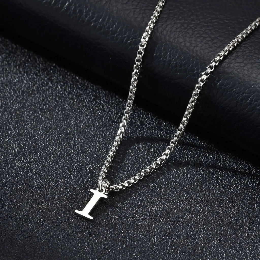 Vnox Simple A-Z Letter Necklace for Men, Waterproof Stainless Steel 26 Letters Pendant Necklace，Men’s Minimal Initial Necklace