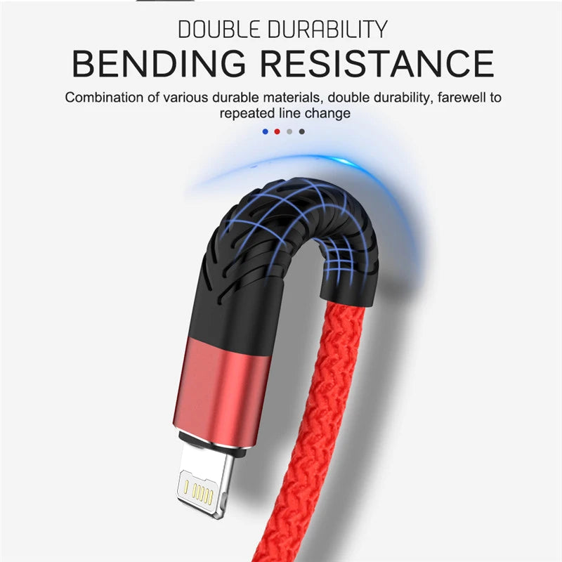 3A Fast Charging USB Cable for iPhone 14 13 12 11 Pro Max Xs X XR 6 6s 7 8 Plus iPad Mobile Phone Charger Cord Data Wire 2m 3m