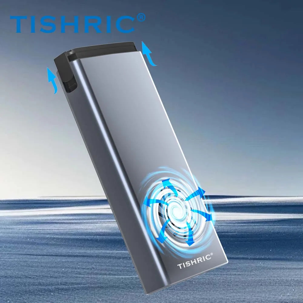 TISHRIC 10Gbps/20Gbps M.2 M/B+M-Key SSD M2 NVME External Hard Drive Enclosure Single/Dual Protocol With Cooling Fan For Gaming